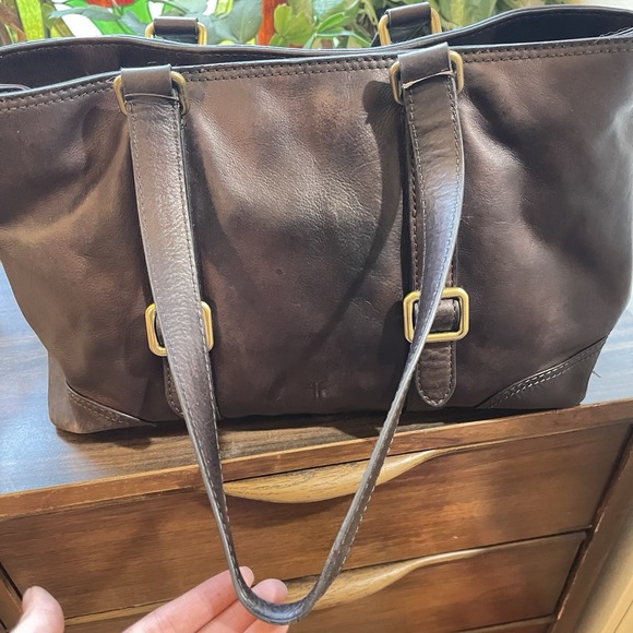 Frye CLAUDE TOTE Shopper Business Shoulder Bag LEATHER CHOCOLATE BROWN DB270 - Picture 9 of 13